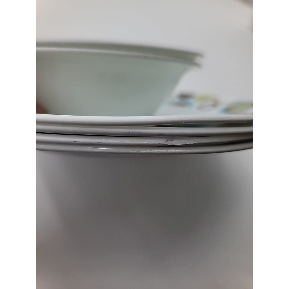 8pc Corelle Vitrelle ROLA 10-3/4" Dinner Plates Bowls Green Brown Blue Circles - Picture 3 of 11